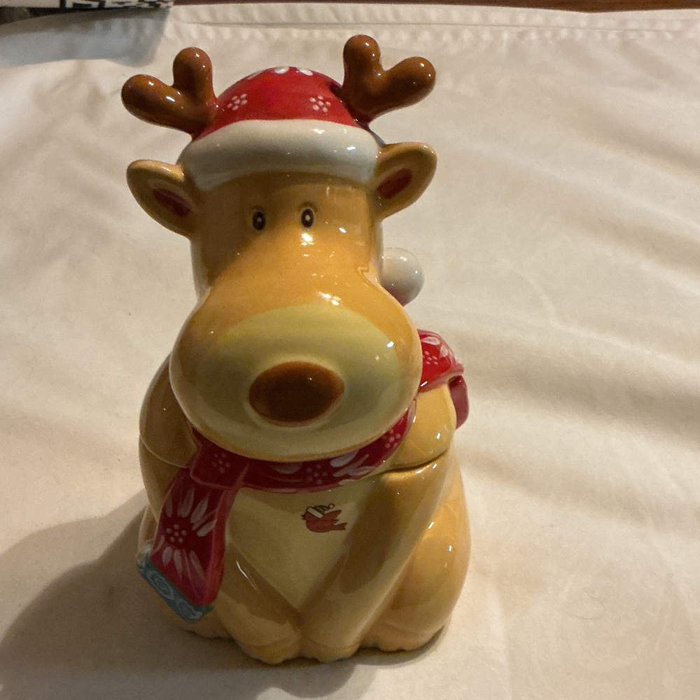 Temp-Tations Yellow Reindeer Figurine with Red Hat and Scarf